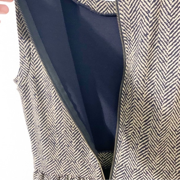 J. Crew Factory Style 06624 Sleeveless Ponte Knit  Dress Taupe Black Herringbone - Picture 10 of 12